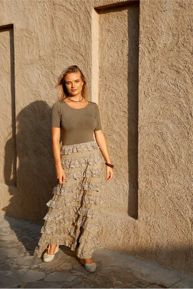 Elegance's green khaki long day dress