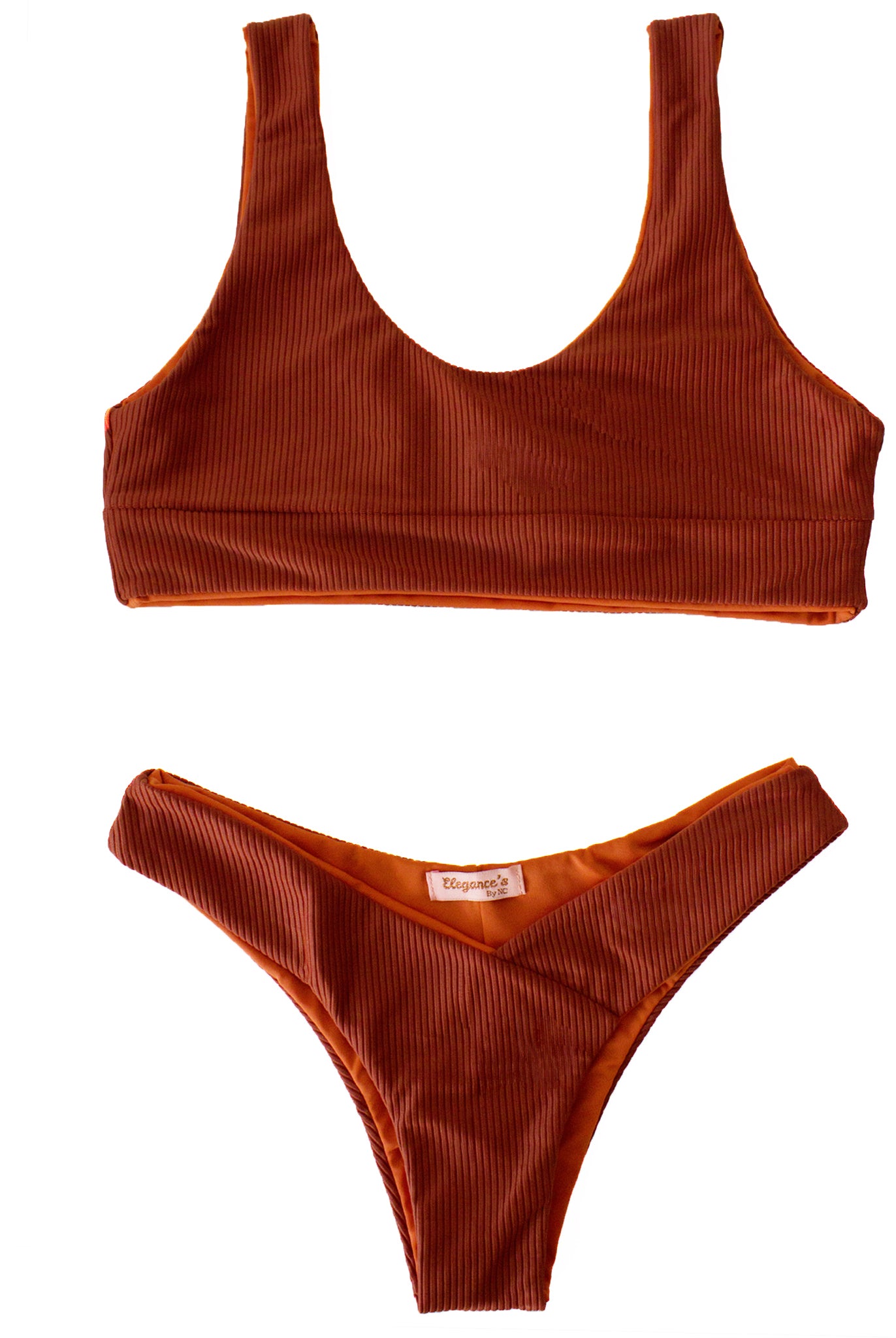 Elegance's designer eco friendly orange sports bandeau swimwear