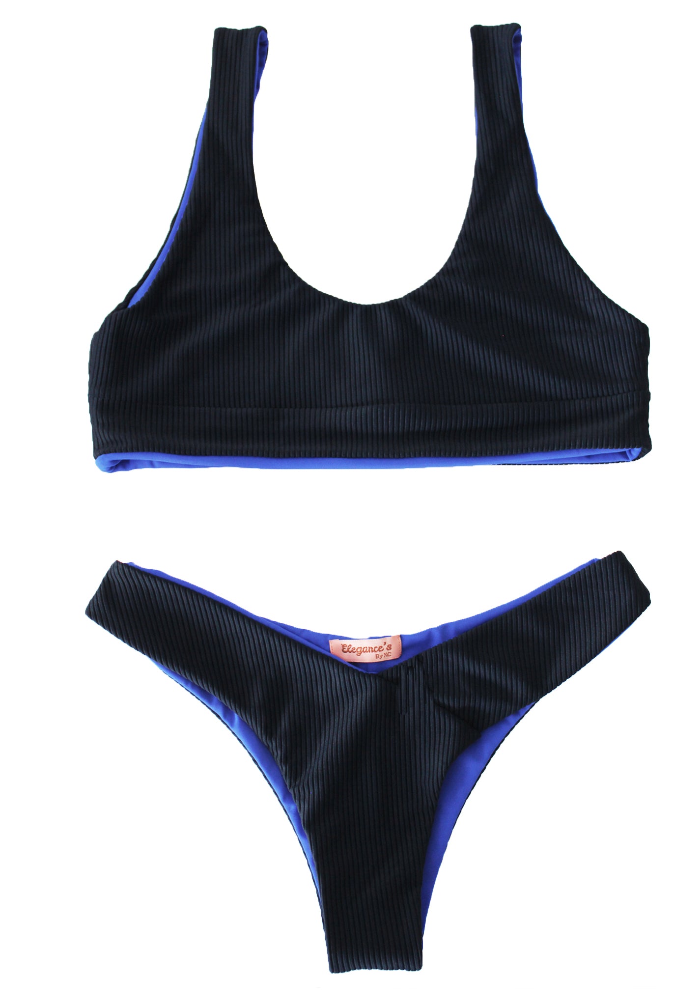 Elegance's designer eco friendly blue sports bandeau swimwear