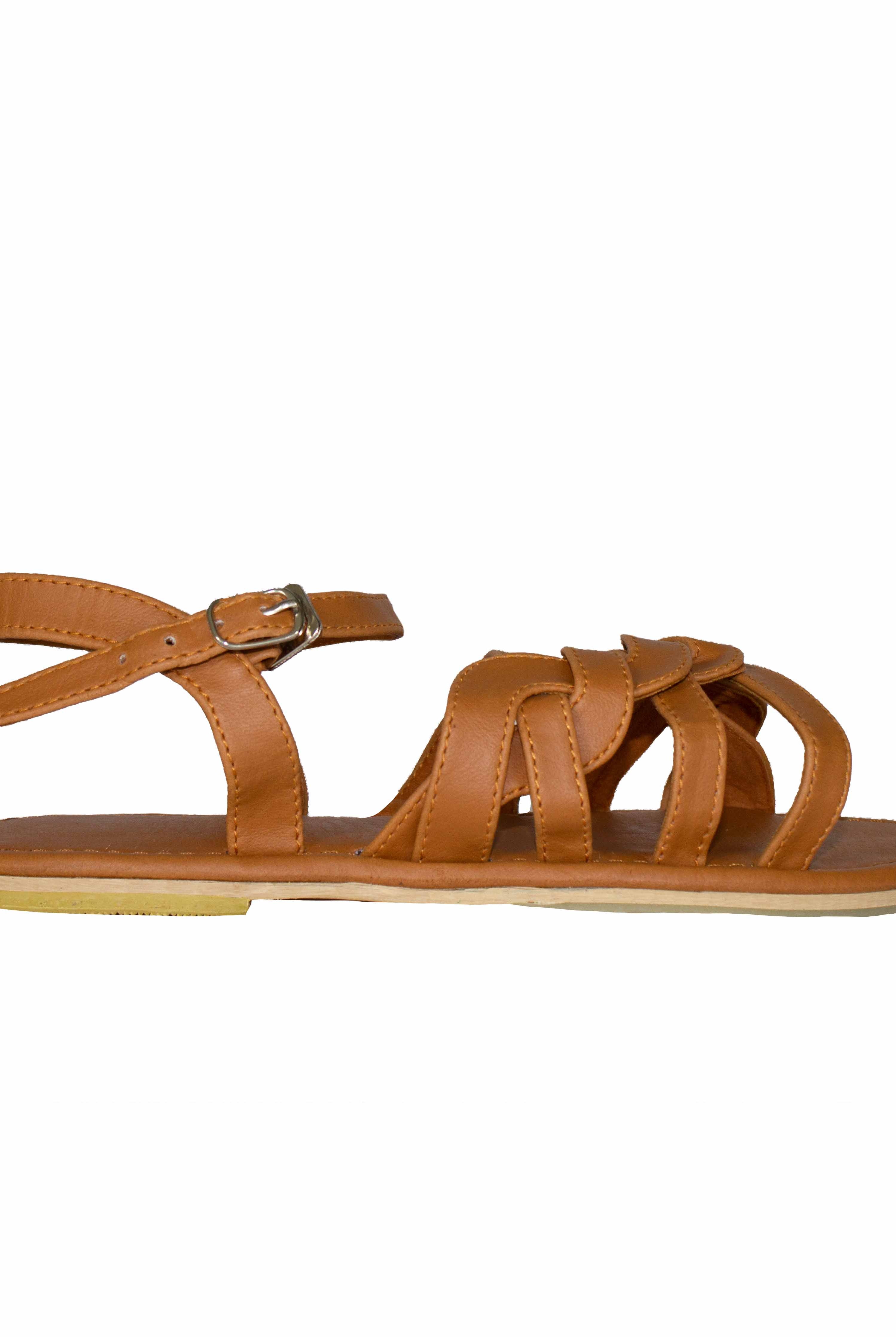Elegance's brown women braided sandals