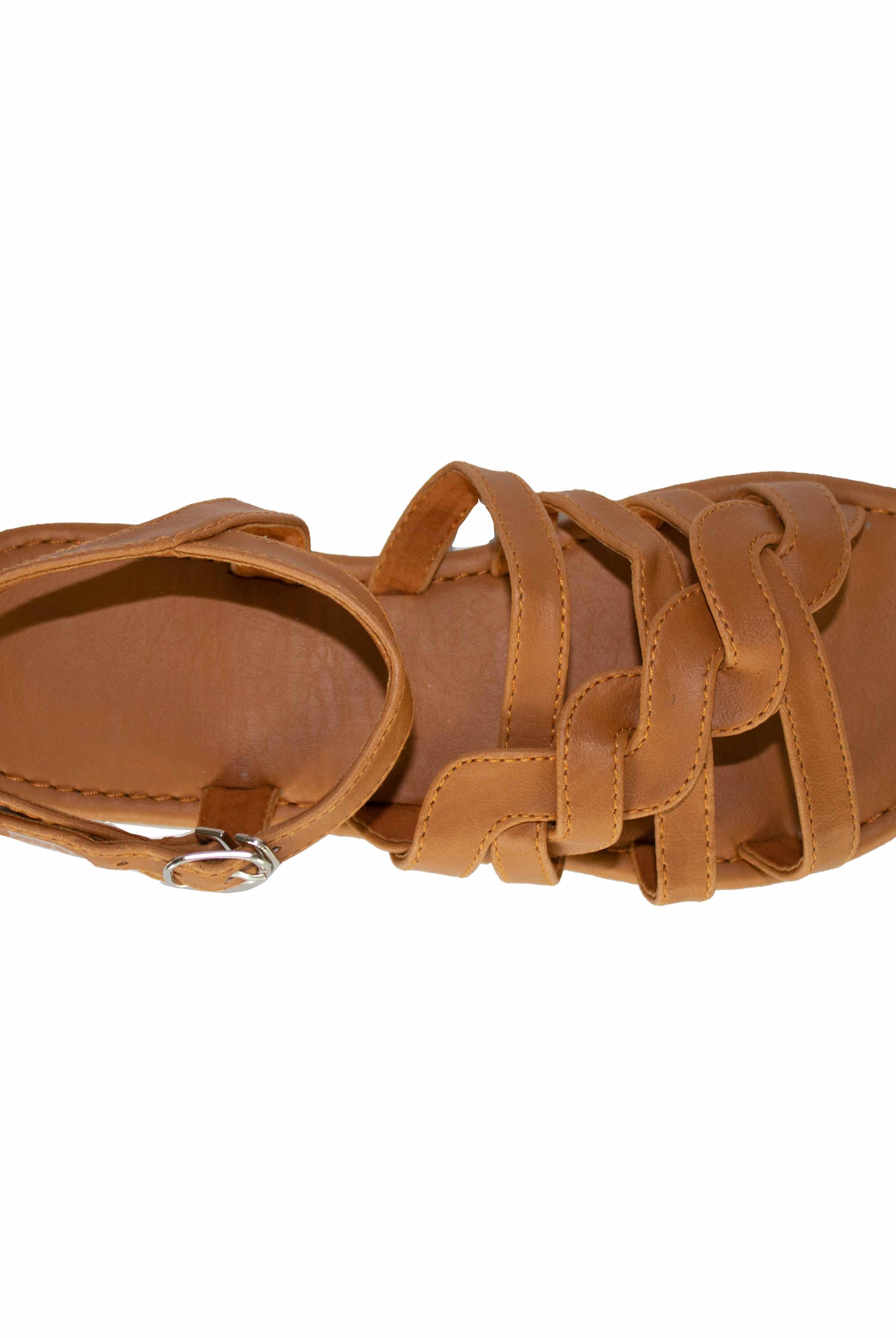 Elegance's brown women braided sandals
