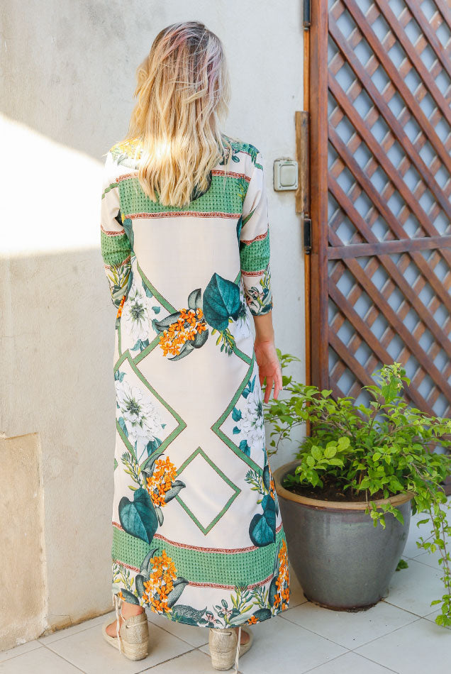 Elegance's floral green long beach dress