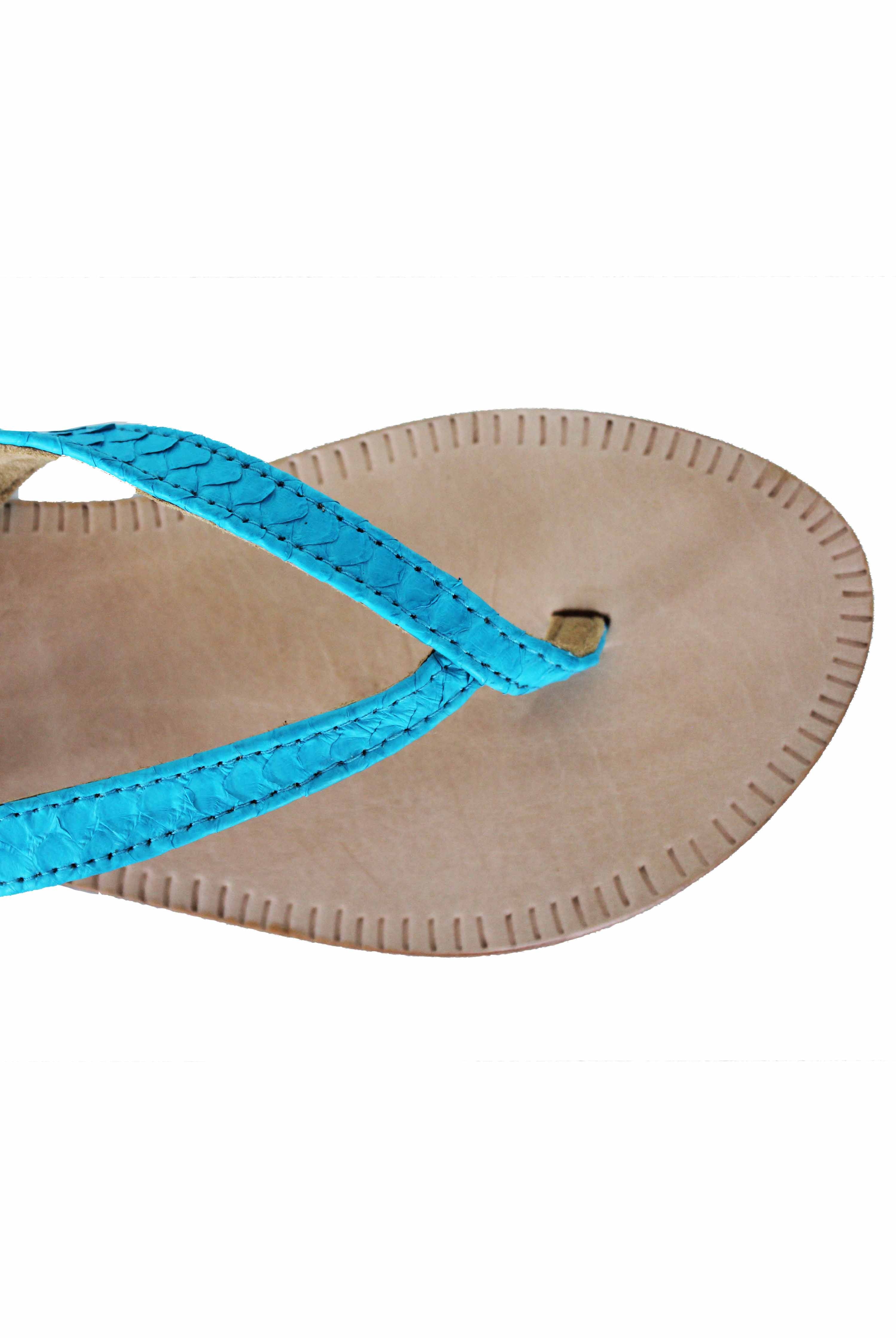 Elegance's women python blue sandals