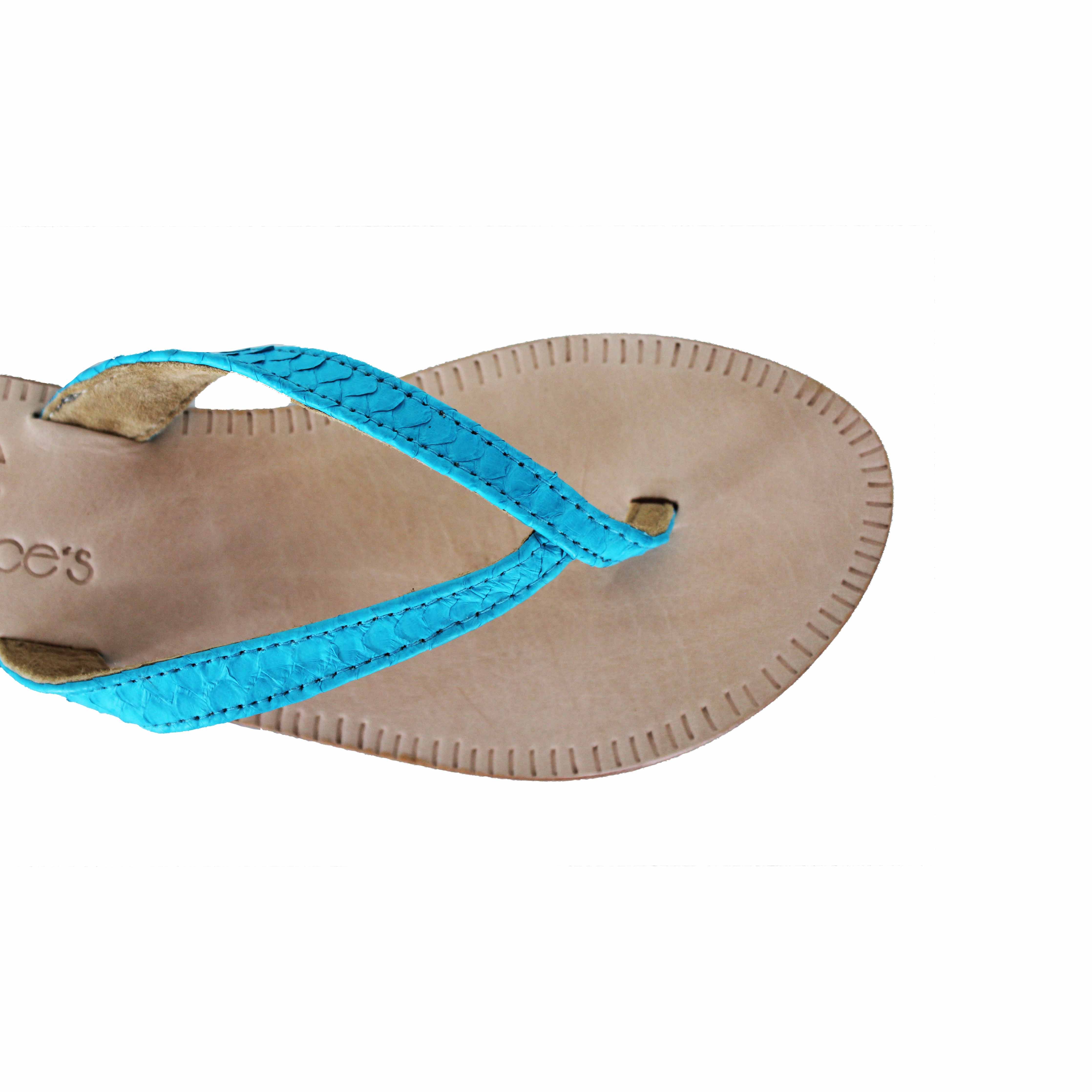 Elegance's women python blue sandals