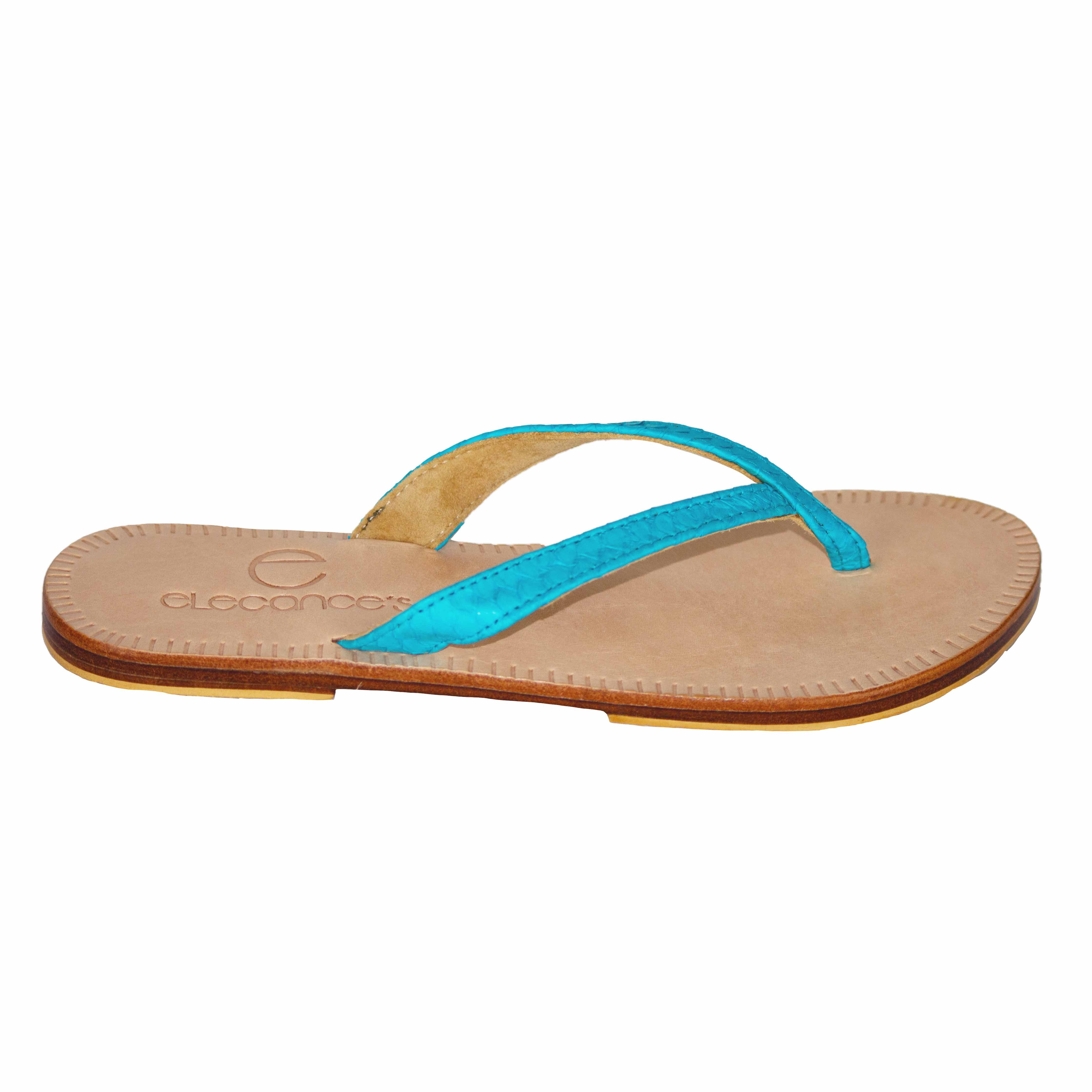 Elegance's women python blue sandals