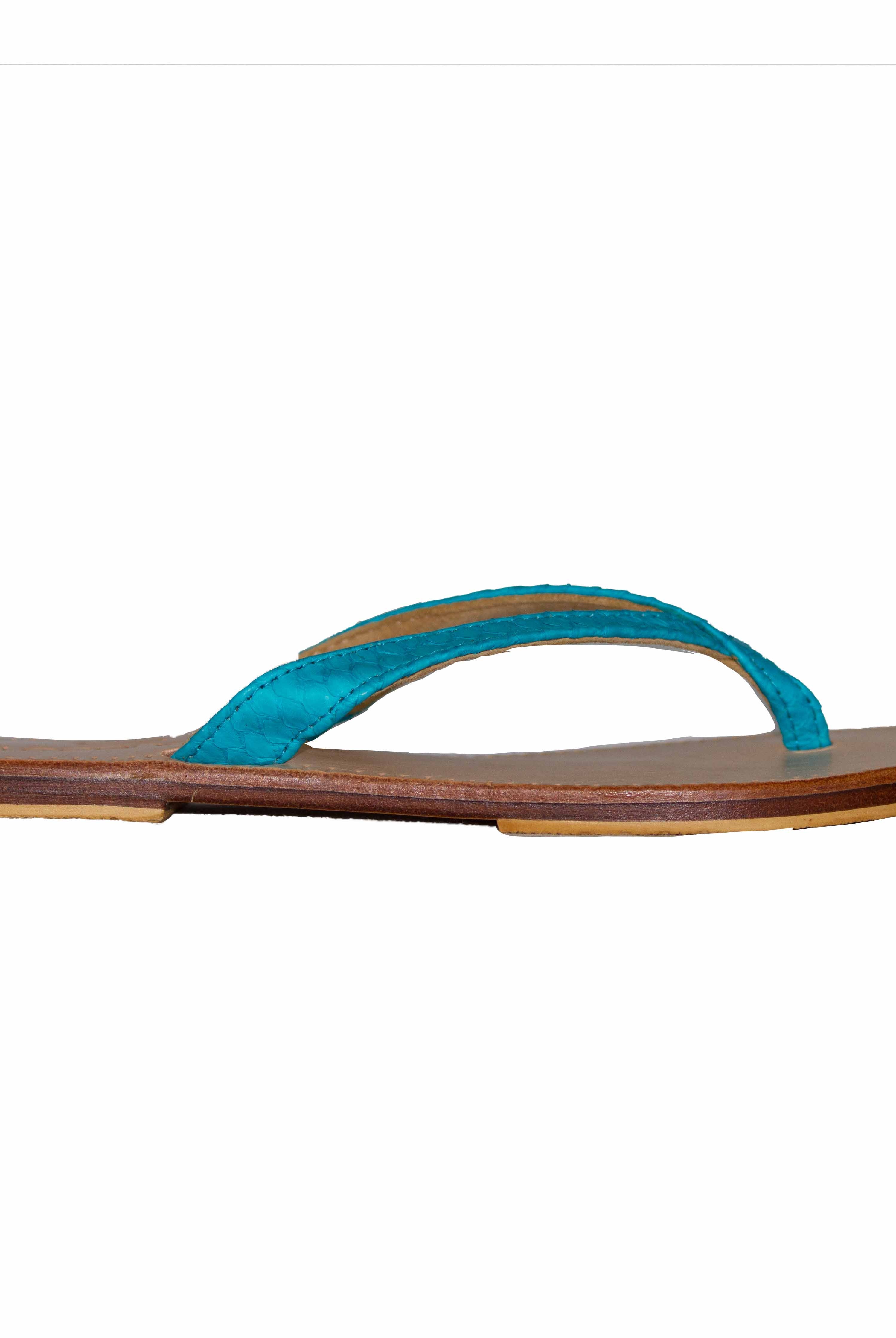 Elegance's women python blue sandals