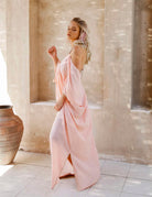Elegance's salmon pink long beach kaftan Dubai