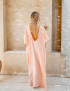 Elegance's salmon pink long beach kaftan