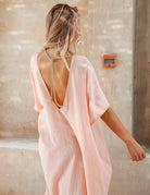 Elegance's salmon pink long beach kaftan Dubai