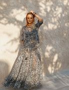 Elegance's grey leopard maxi summer beach dress Dubai 
