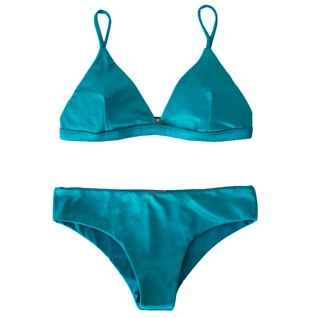 Elegance's designer blue turquoise triangle swimwear