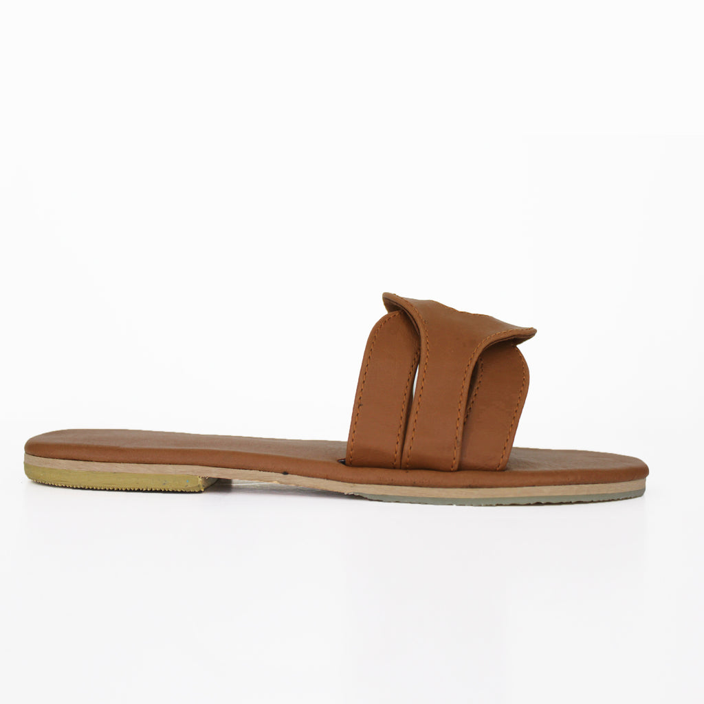 Elegance's brown slip on women sandals