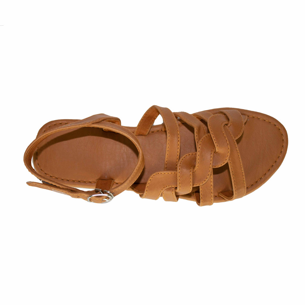 Elegance's brown women braided sandals