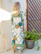 Elegance's floral green long beach dress