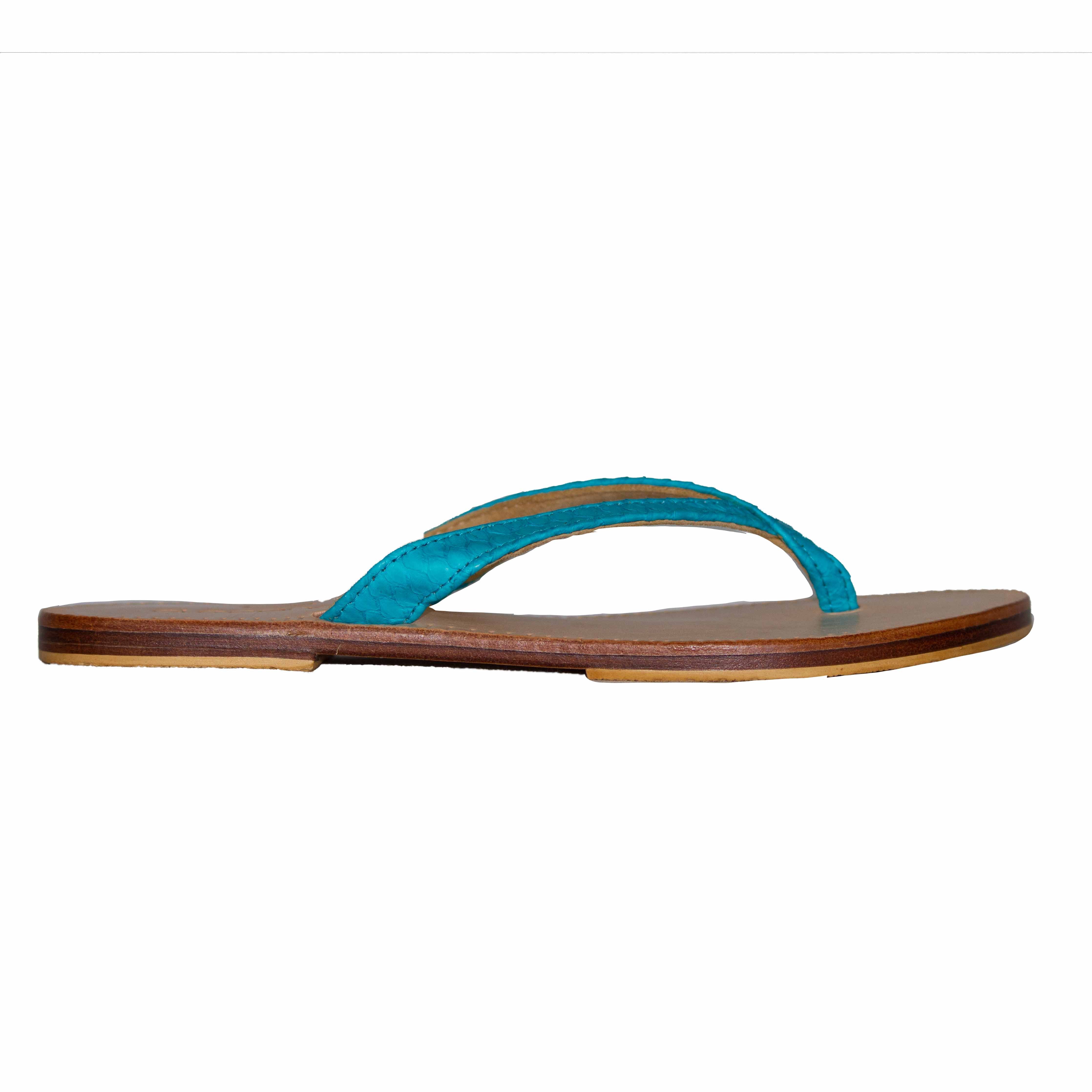 Elegance's women python blue sandals