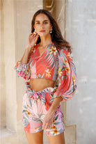 Elegances floral wrap top and high waist short Dubai UAE